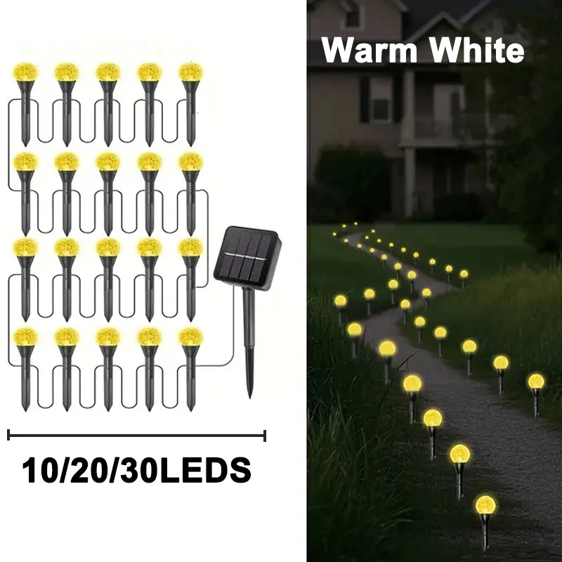 30 LED Solar Bubble Ball Lawn Lights Waterproof Solar Pathway String Light for Outdoor Garden Patios Trail Lighting Decoration - LKBA