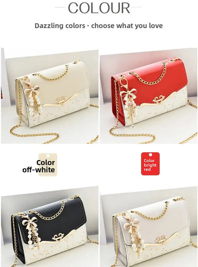 Fashionable Bright Leather Chain Crossbody Bag Women's Single Shoulder Small Square Bag Hot Sale of the Season New Style - LKBA