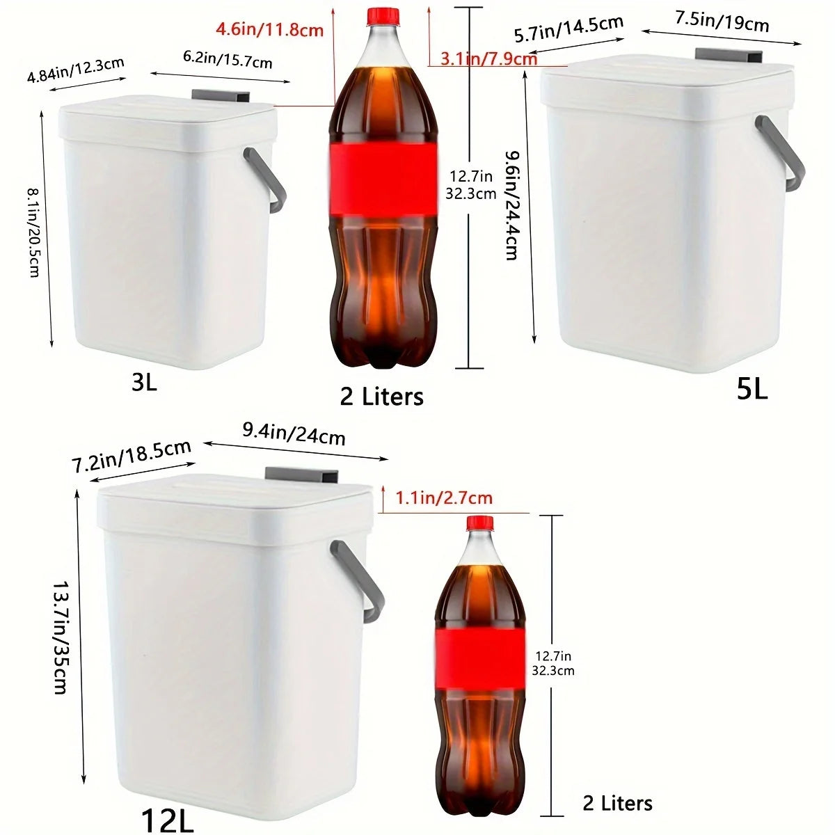 Space-Saving Quiet-Close Trash Can - 3/5L, Eco-Friendly Sealed Bin for Kitchen & Office - LKBA