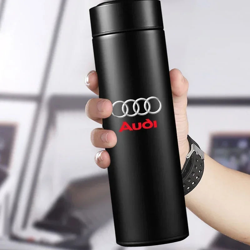 New Car Smart Thermos Bottle Temperature Stainless Travel Mug Emblem For Audi A7 A8 A3 A4 A5 A6 TT Q3 Q5 Q7 A1 B5 B6 B7 B8 B9 8P - LKBA
