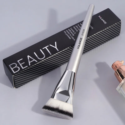 Single Flat Round Tube Flat Head Foundation Brush with Box Powder Blush Concealer Makeup Brush Skin - LKBA