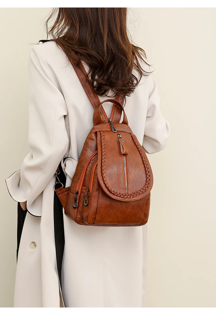 Soft leather shoulder bag for women 2025 new fashionable mini shopping backpack chest bag casual versatile diagonal cross bag - LKBA