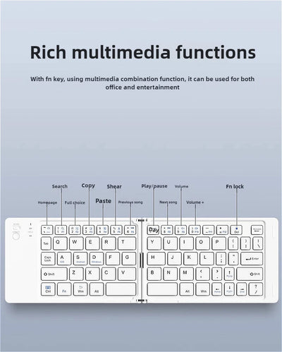 Mini Foldable Wireless Keyboard Slim Portable Bluetooth Keyboard Rechargeable Folding Keyboard - LKBA