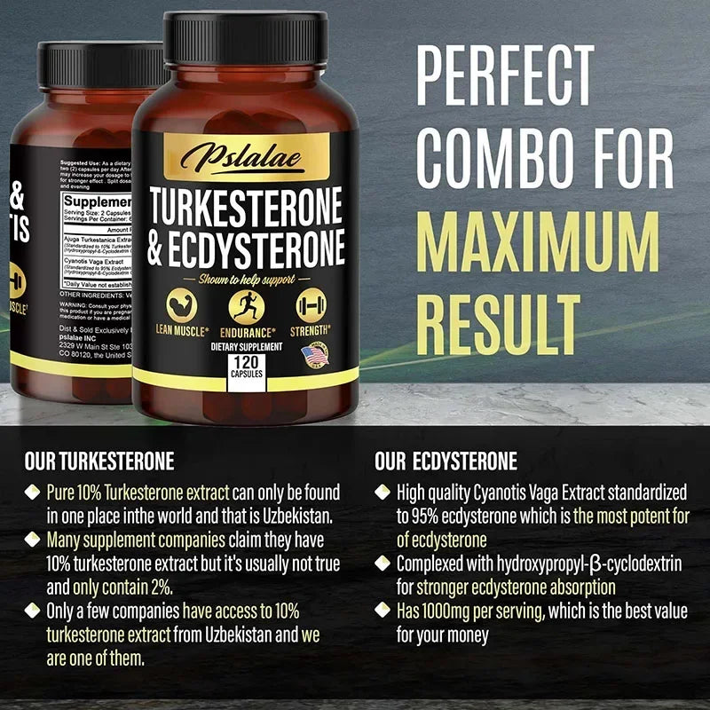 Turcosterone & Ecdysterone - 2-in-1 High Potency Turkesterone Supplement for Men & Women - Strength, Energy and Vitality - LKBA