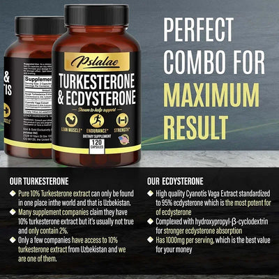 Turcosterone & Ecdysterone - 2-in-1 High Potency Turkesterone Supplement for Men & Women - Strength, Energy and Vitality - LKBA