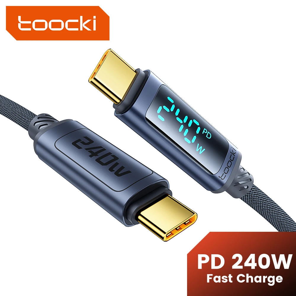 Toocki 240W Type C to Type C Cable PD3.1 Digital Display 100W Fast Charging USB C Cable for Macbook iPhone 16 15 Samsung Xiaomi - LKBA