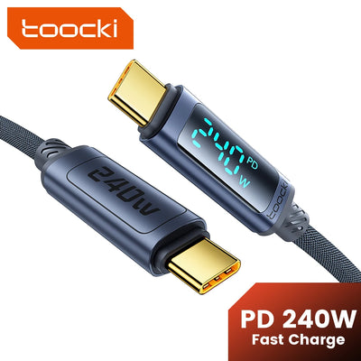 Toocki 240W Type C to Type C Cable PD3.1 Digital Display 100W Fast Charging USB C Cable for Macbook iPhone 16 15 Samsung Xiaomi - LKBA