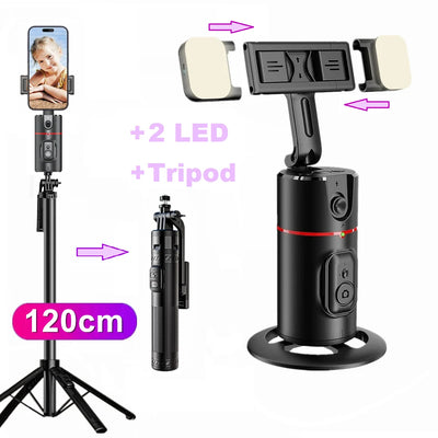 Auto Face Tracking Tripod 360°Rotation, No App, Smart Shooting Phone Holder for Live Video - LKBA