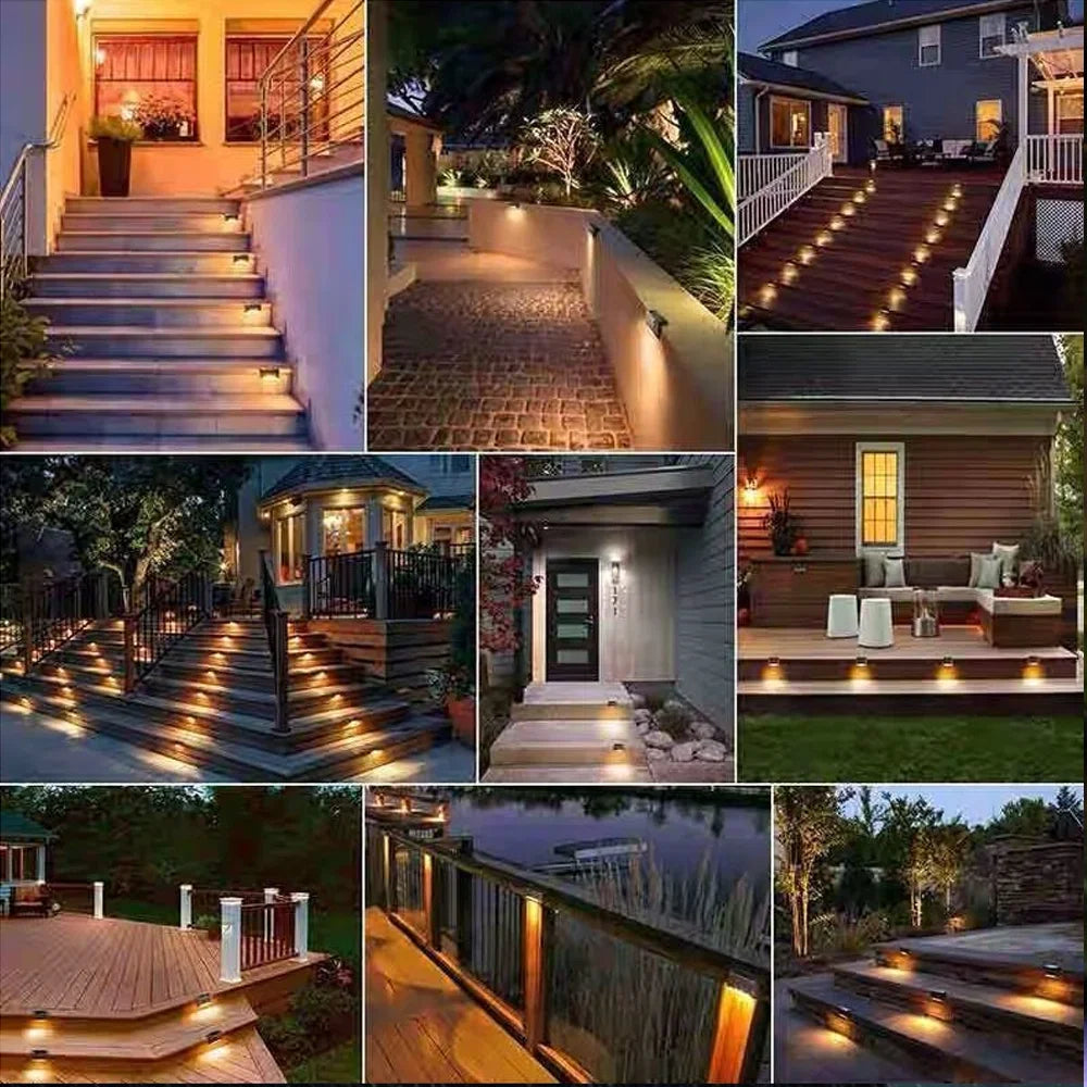 4-32pack Warm White Solar LED Step Lights Waterproof Outdoor Garden Path Stair Balcony Night Light Patio Fence Light Decoration - LKBA