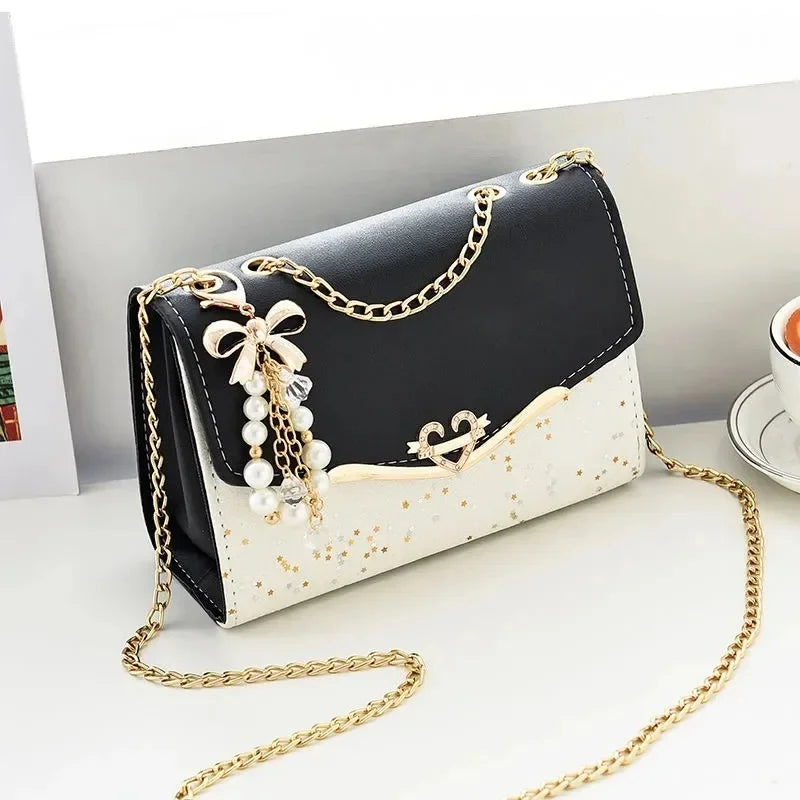 Fashionable Bright Leather Chain Crossbody Bag Women's Single Shoulder Small Square Bag Hot Sale of the Season New Style - LKBA