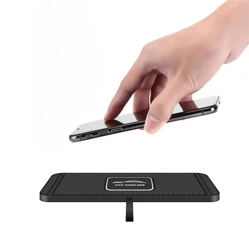 Silicone Pad Stand Wireless Charger Car For iPhone15 14 13 12 Xiaomi Samsung Huawei Mobile Phone Fast Car Wireless Charging - LKBA