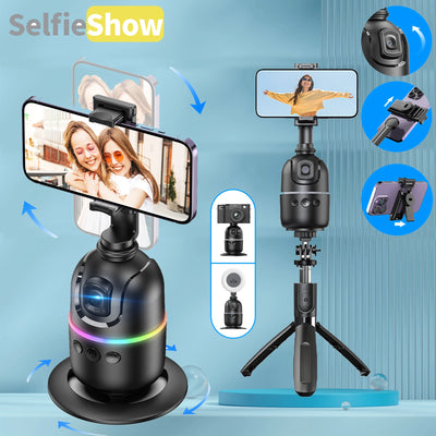 360°Auto Smart Face Tracking AI Gimbal Desktop Cell Phone Holder Tripod for Camera Vlog Live - LKBA