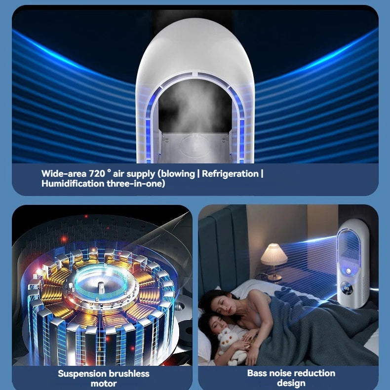 Mini Air Cooler Humidification Cooling USB Silent Timed Air Conditioning Fan Colorful Lights Night Light Led Screen 6 Wind Speed - LKBA