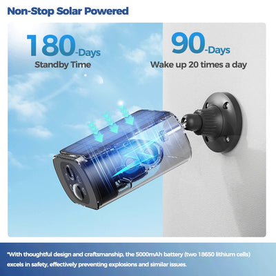 Solar Camera WIFI Outdoor Wireless Security Cam 2.5K Ultra Standby Time PIR Smart Light Color Night Vision AI Detect Battery Cam - LKBA