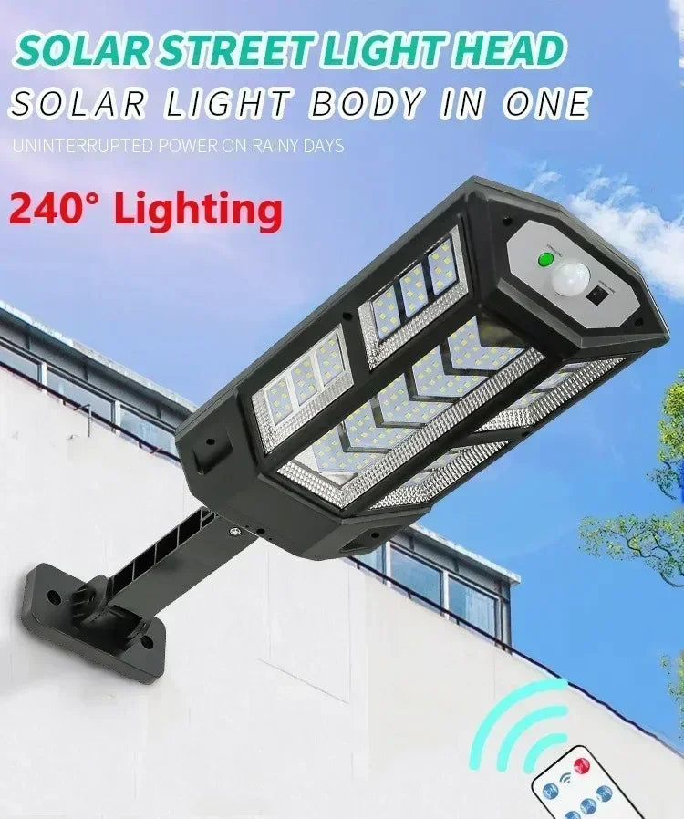 New Solar Lamp Outdoor Sunlight Motion Sensor 8m Remote Control Solar Focus Wall Street Light Waterproof External Solar Lamp - LKBA