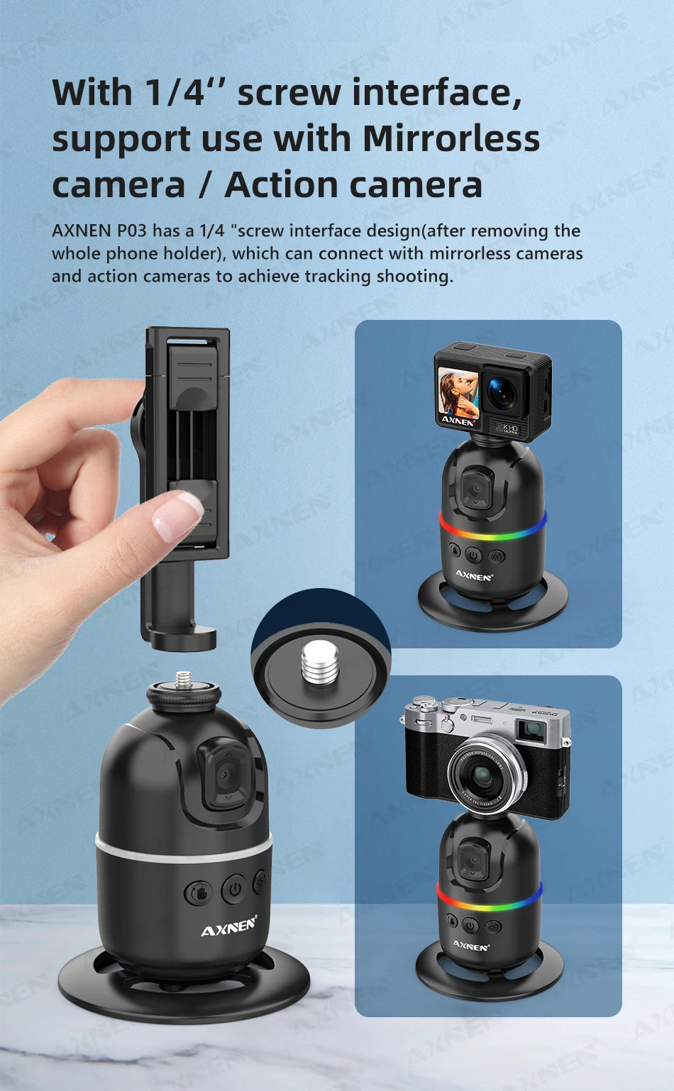 Auto Face Tracking Desktop Gimbal Intelligent Rotating Holder for Mobile Phone - Option Wireless Remote Selfie Smartphone Tripod - LKBA