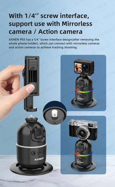 Auto Face Tracking Desktop Gimbal Intelligent Rotating Holder for Mobile Phone - Option Wireless Remote Selfie Smartphone Tripod - LKBA