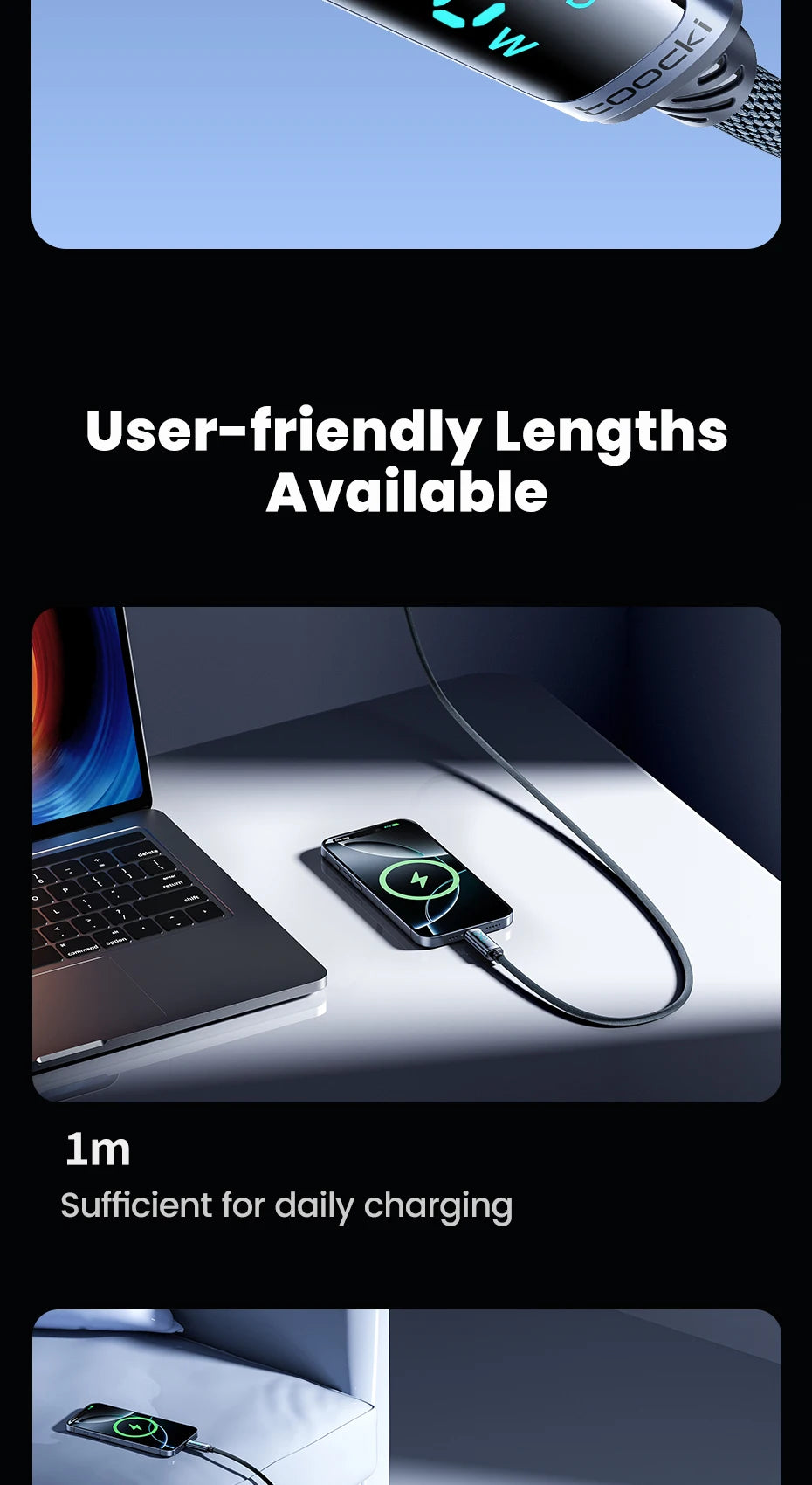 Toocki 240W Type C to Type C Cable PD3.1 Digital Display 100W Fast Charging USB C Cable for Macbook iPhone 16 15 Samsung Xiaomi - LKBA