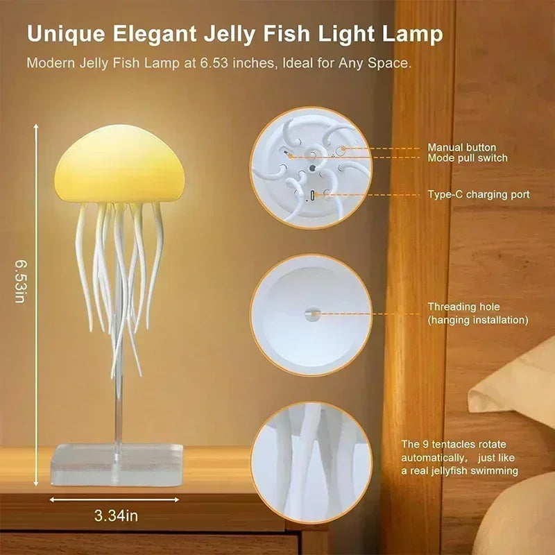 Upgraded Silent Jellyfish Lamp, Jelly Fish Light With Dancing Legs, Voice Control for Bedrooms, Living Room and Christmas Gifts - LKBA