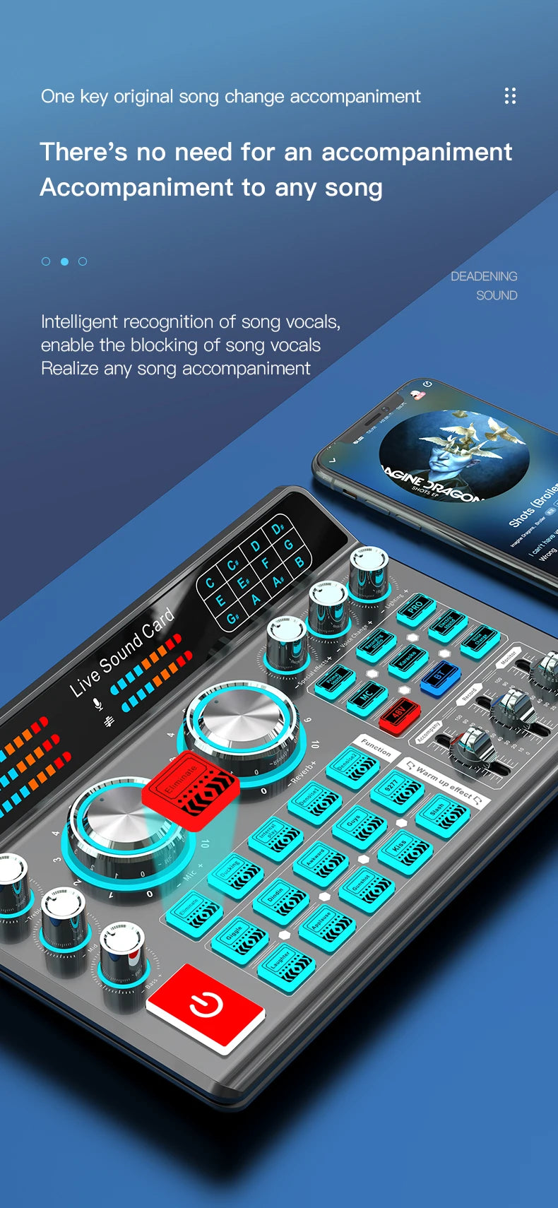Live Sound Card for Mobile & Computer Universal Recording Mic Head Dedicated for Singing and Live Streaming - LKBA