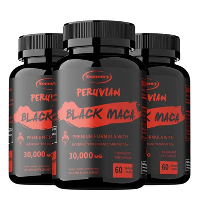 Black Maka Root Capsules - Men's Energy, Endurance and Vitality Booster, Builds Muscle, Strength and Drive - LKBA