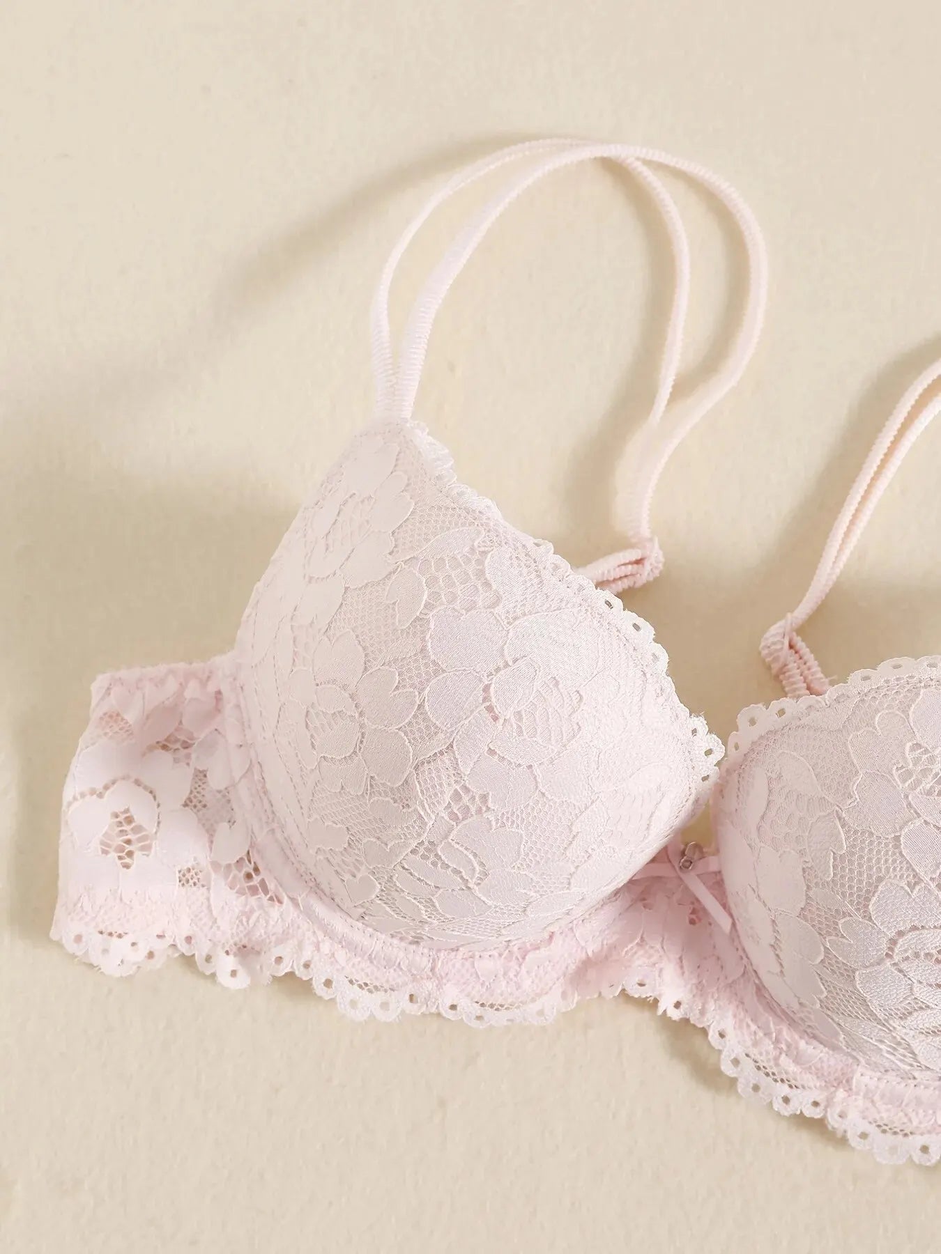 1 Set Elegant Lace Embroidery Breathable Fabric Lingerie Set Push-Up Bra Drop Waist Sheer Panty - Ultimate Valentine's Day - LKBA