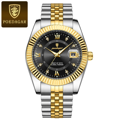 POEDAGAR Luxury Fashion Wristwatch For Men Stainless Steel Date Quartz Man Watch Waterproof Luminous Casual Men's Watches Reloj - LKBA