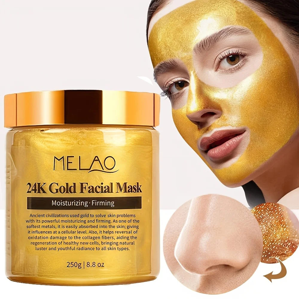 MELAO 24K Gold Face Mask Beauty Facemask Skin Remove France Golden Collagen Facial Moisturizing Masks - LKBA