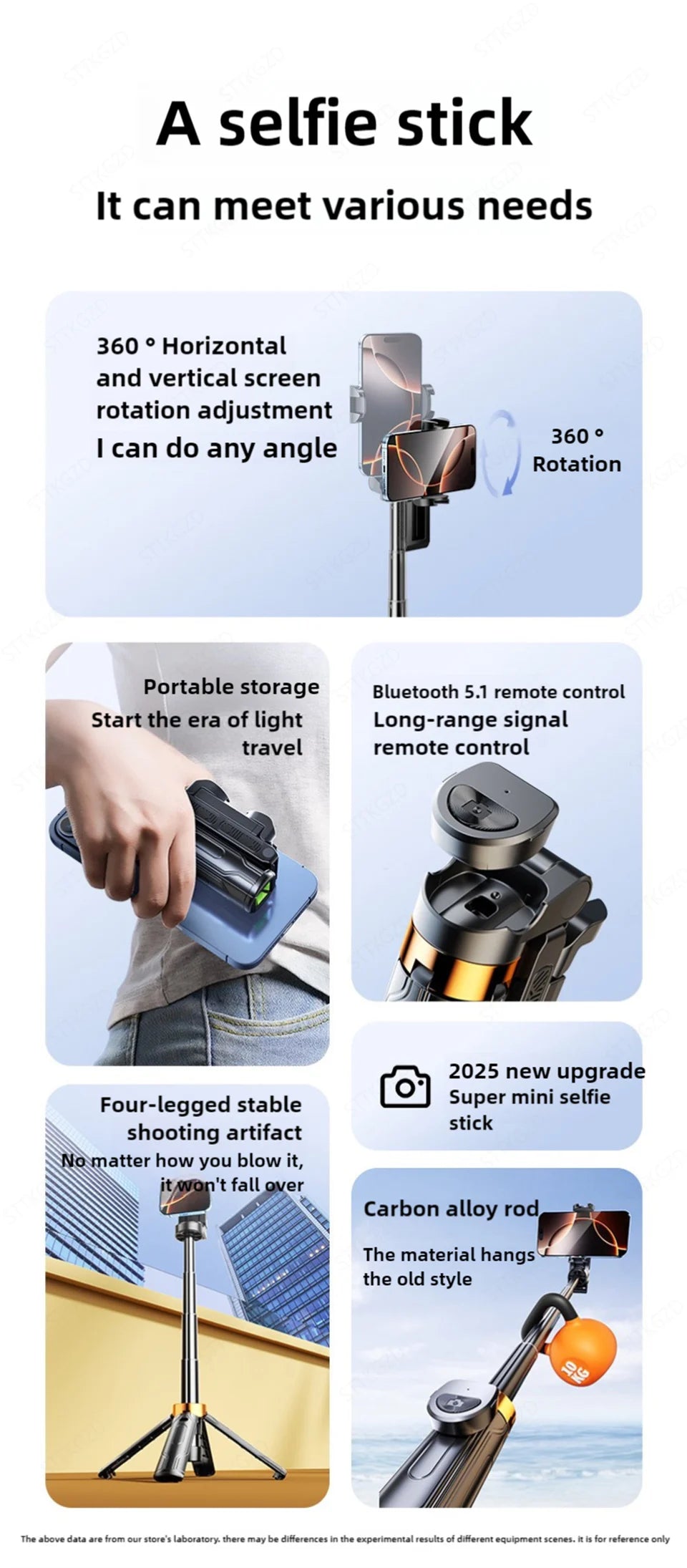 Super Mini Selfie Stick Portable Phone Holder Shooting Aid Versatile Integrated Design Bluetooth Remote - LKBA
