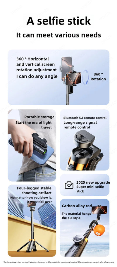 Super Mini Selfie Stick Portable Phone Holder Shooting Aid Versatile Integrated Design Bluetooth Remote - LKBA