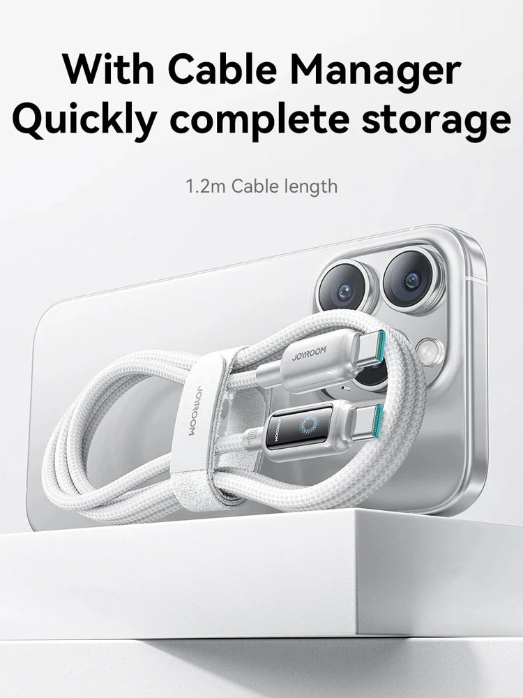 Joyroom 100W USB C Cable Automatic Power Off Fast Charge Type C Cable For iPhone 16 15 Pro Max  Xiaomi Sumsang Huawei - LKBA