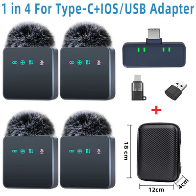 1 In 4 Pink Noise Canceling Lavalier Microphone With Windproof Cap Wireless Mute Function For Cell Phone Portable Audio Video - LKBA