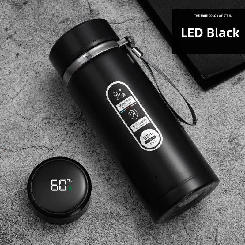500ML-1Liter Stainless Steel Thermos Bottle with LED Temperature Display Sus304 Tea Water Bottle Vacuum Flask Portable Cups - LKBA