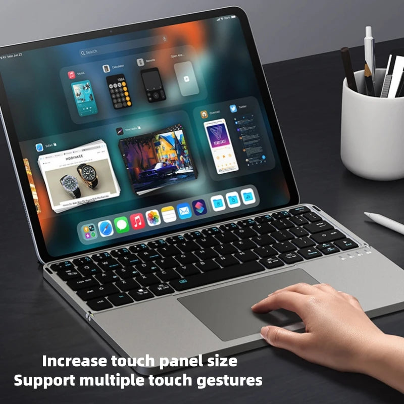 2-in-1 folding Bluetooth keyboard tablet laptop external touch keyboard leather case - LKBA