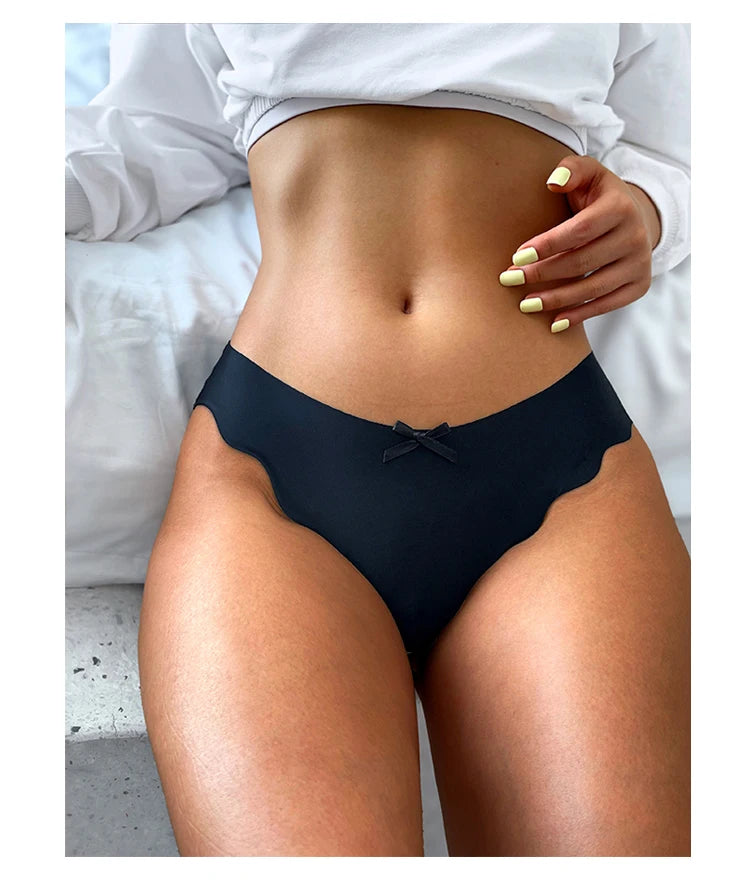 Ultra-thin Quick Drying Lady thong Breathable Ice Silk Women's G-string Comfortable Wave edge Seamless Female T-Pants - LKBA