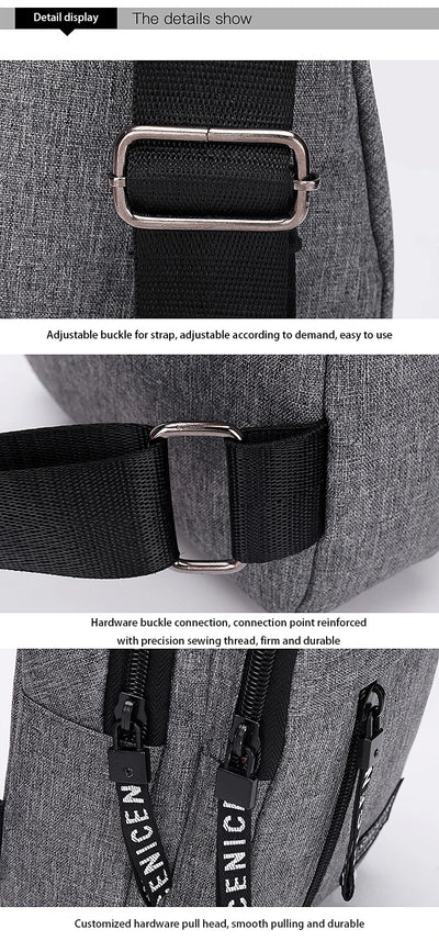 Travel Men's Handbags Multifunctional USB Chest Bag Designer Messenger Crossbody Bags Water-Proof Shoulder Bag Sports Back Pack - LKBA