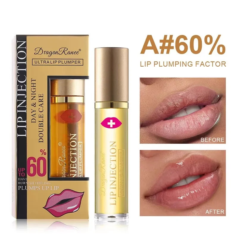 Instant Volumising Lip Plumper Oil Lip Enhancer Lip Gloss Plumping Serum Moisturizing Anti-Wrinkle Lipstick Sexy Lip Care Makeup - LKBA