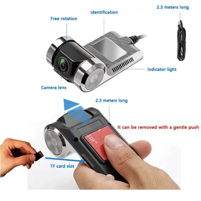 HD Dash Cam Car USB ADAS DVR Dual-lens Camera Video Special for Android Multimedia Player Front Recorder Reverse Vision - LKBA