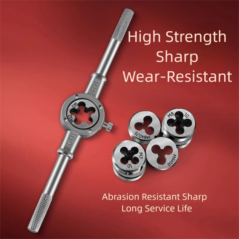 Hand Tap and Die Set with Handle for Thread Repair Rethreading Screws Combination Tool Kit Manual Socket Wrench Thread Repair - LKBA