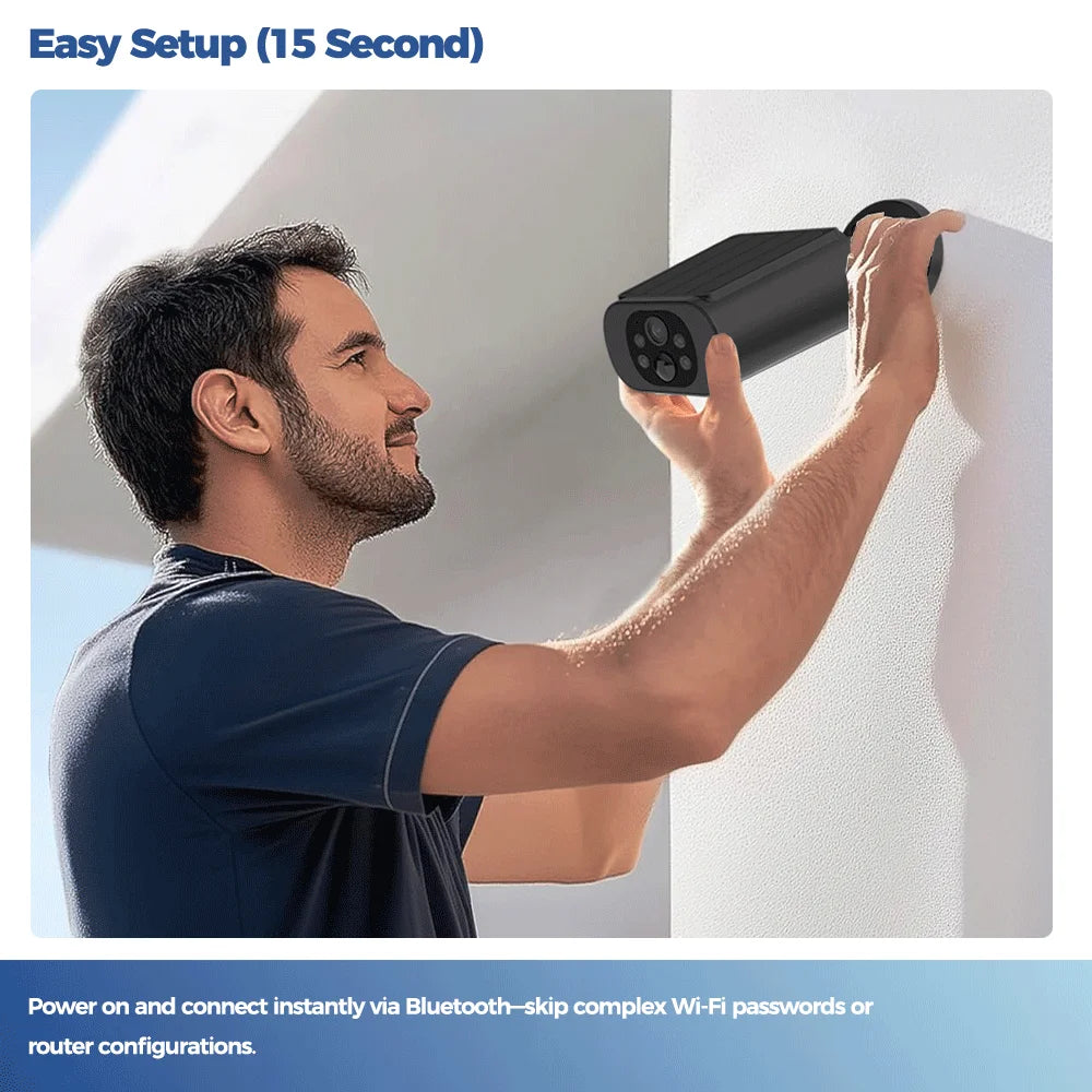 Solar Camera WIFI Outdoor Wireless Security Cam 2.5K Ultra Standby Time PIR Smart Light Color Night Vision AI Detect Battery Cam - LKBA