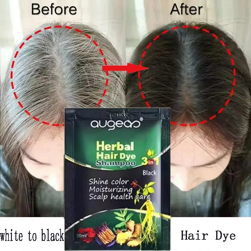 Pure Natural Herbal Hair Dye Shampoo 5 Minutes Change Hairs Color Non-irritating Repair Gray White Fashion Hair Care Women Men - LKBA