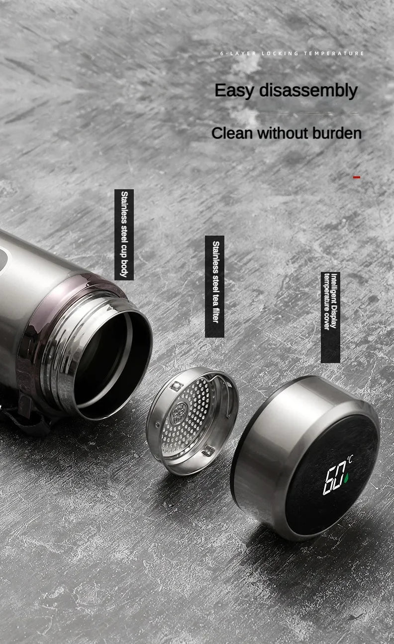 500ML-1Liter Stainless Steel Thermos Bottle with LED Temperature Display Sus304 Tea Water Bottle Vacuum Flask Portable Cups - LKBA