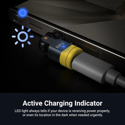 AUFU 540 Degree Rotating Magnetic Adapter USB to Type-C Charging Cable Magnetic USB C Female Converter for iPhone17 Mobile Phone - LKBA