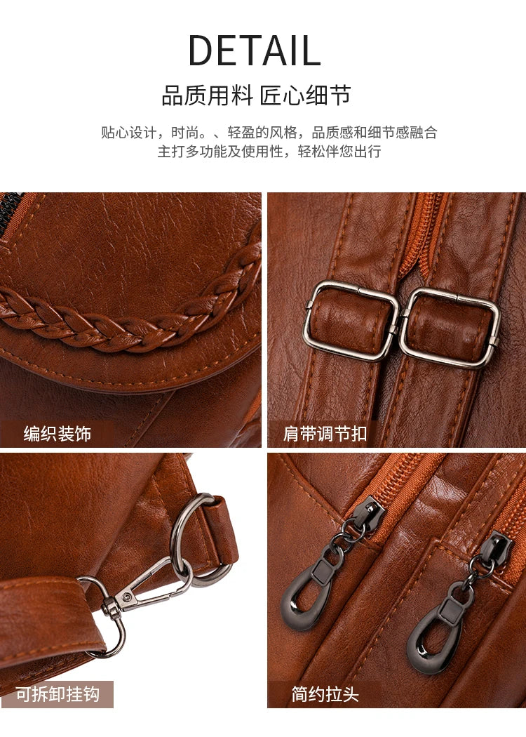 Soft leather shoulder bag for women 2025 new fashionable mini shopping backpack chest bag casual versatile diagonal cross bag - LKBA