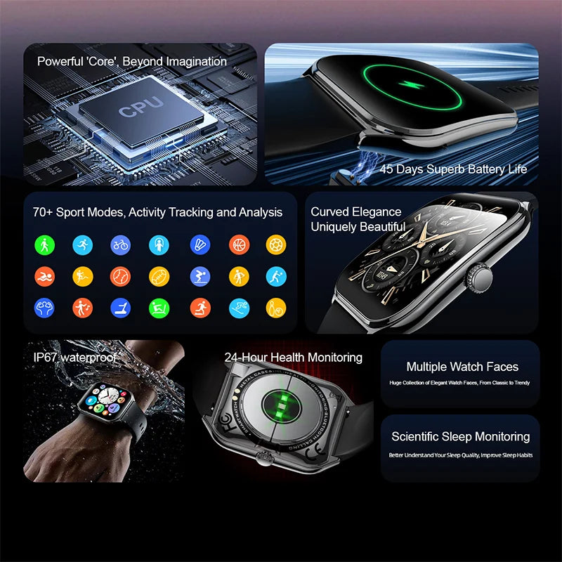 New Ultra Thin Smart Watch men 1.96" AMOLED 360*360 HD Pixel Display Always Show Time Call Reminder Smartwatch Ladies For huawei - LKBA