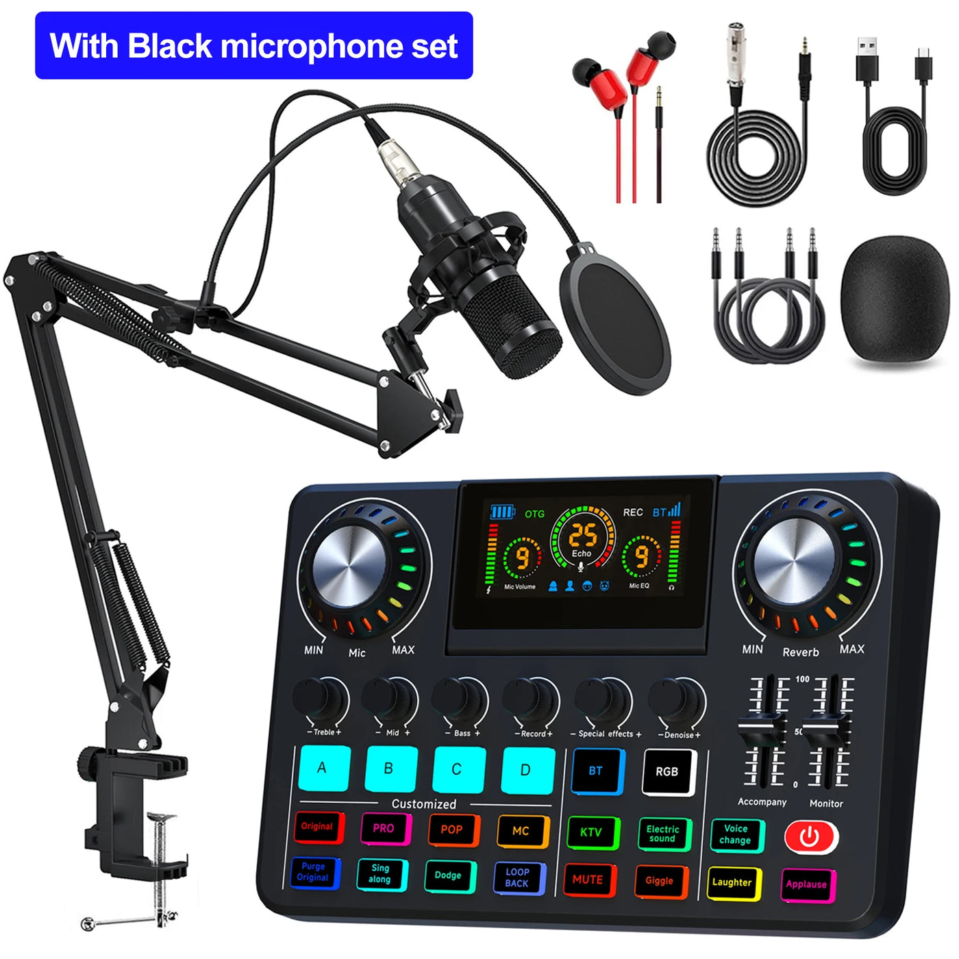 Live broadcast blog equipment Live sound card with microphone Set Bluetooth Audio Recording Mixer - LKBA