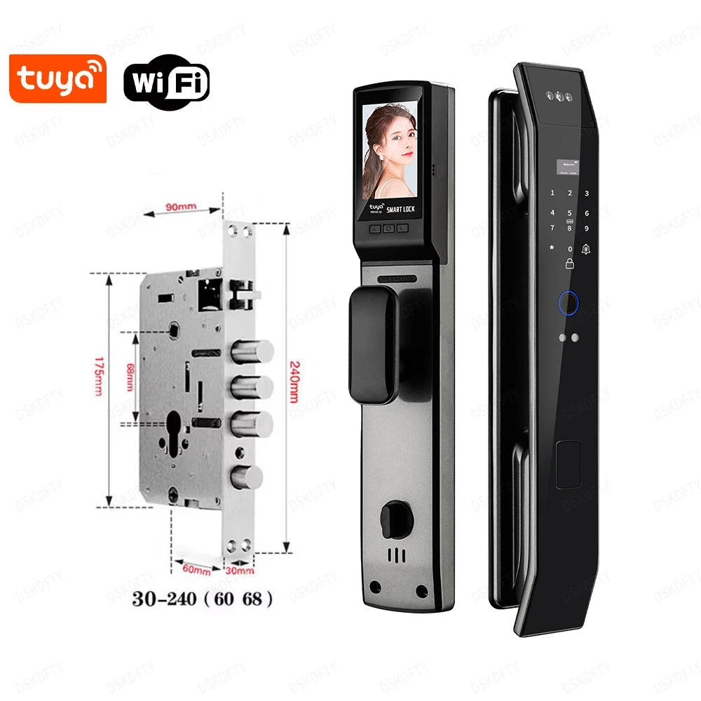 Tuya 3D Face Real-time Intercom Digital Electronic Door Lock Security Camera Intelligent Fingerprint smart lock for home - LKBA
