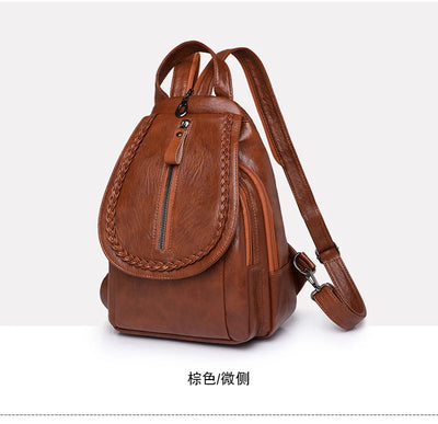 Soft leather shoulder bag for women 2025 new fashionable mini shopping backpack chest bag casual versatile diagonal cross bag - LKBA