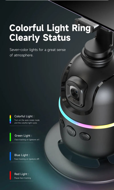 360°Auto Smart Face Tracking AI Gimbal Desktop Cell Phone Holder Tripod for Camera Vlog Live - LKBA