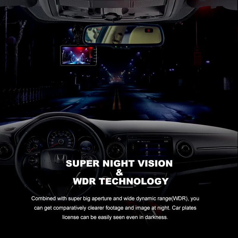 Dashcam 24H Touch Night Vision FULL HD 1080P Front And Rear Camera 4.0 Inch CAR DVR Mirror Digital Video Recorder Dvr Black Box - LKBA